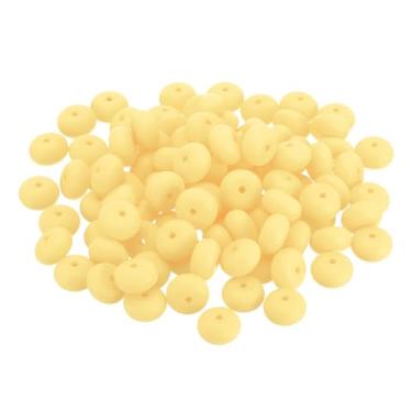 Imagem de PATIKIL Contas de silicone de 14 mm, 50 peças de contas de silicone a granel de abaco espaçador, contas de lentilha focal, fofas para canetas, chaveiro, pulseiras, colar, fabricação de joias, amarelo