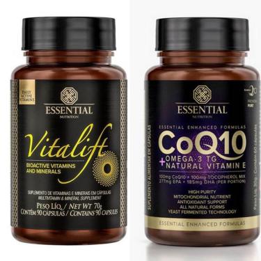 Imagem de Kit Coenzima Q10 Natural (60cps)  + Polivitamínico Vitalift (90cps)  - Essential Nutrition-Unissex