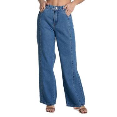 Imagem de Calça Jeans Sawary Wide Leg Petit - 281866 - Azul médio 44, Azul, 44