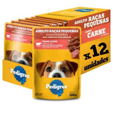 Imagem de Kit 12 Sachê Pedigree Raças Pequenas Carne ao Molho 100g