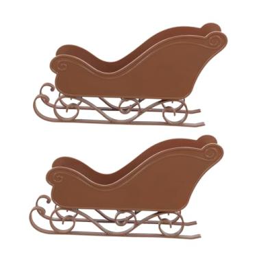 Imagem de Conjunto de 2 peças de decoração de mesa de Natal de trenó de Papai Noel em miniatura e cesta para lareira de Natal e exibição de árvore de Natal