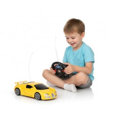 Imagem de Carrinho de Controle Remoto com Direção, Três Velocidades, Modelo esportivo veyron, Amarelo