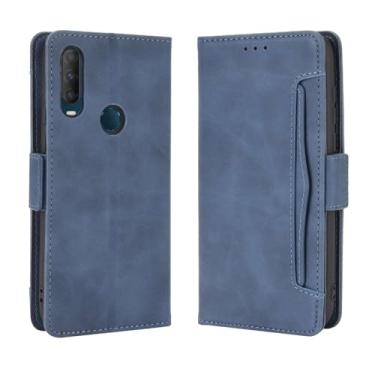 Imagem de Capa para Vodafone Smart V11,Retro magnético Flip Case,Design de carteira de couro PU com slots de cartão removíveis -Blue