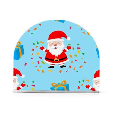 Imagem de JUZIHAI Suporte de guardanapo de elementos de Natal para mesa, dispensador de guardanapo de acrílico, suporte de lenços independente de mesa para cozinha, jantar, bar, festa, decoração de casa