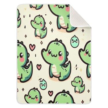 Imagem de Qilmy Cobertor de bebê de dinossauro fofo 76 x 101 cm, cobertor infantil de algodão macio para meninos e meninas, cobertor leve e quente para bebês e bebês recém-nascidos