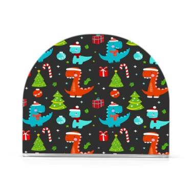 Imagem de JUZIHAI Porta-guardanapos de dinossauro de Natal de desenho animado para mesa, dispensador de guardanapo de acrílico, suporte de lenços independente de mesa para cozinha, jantar, bar, festa, decoração