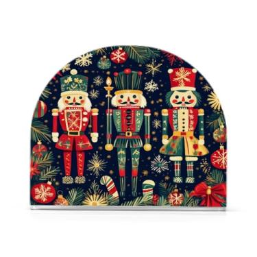 Imagem de JUZIHAI Porta-guardanapos para mesa, quebra-nozes de Natal colorido dispensador de guardanapo de acrílico, suporte de lenços independente de mesa para cozinha, jantar, bar, festa, decoração de casa