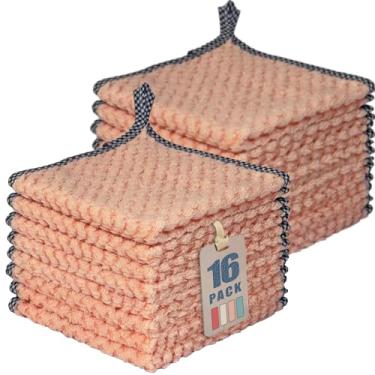 Imagem de AIWIWH Toalhas de prato com laço para pendurar, panos de limpeza de microfibra de veludo coral, super absorventes e de secagem rápida, panos de prato reutilizáveis sem fiapos para cozinha, pratos de