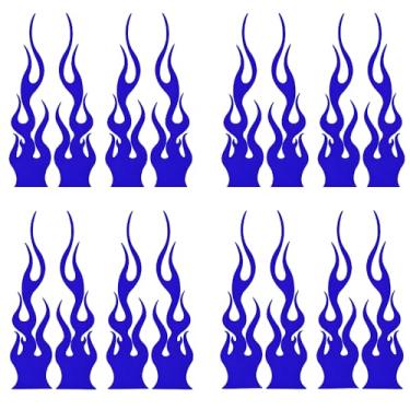 Imagem de Adesivo de vinil refletivo de chama, 16 peças, à prova d'água para carro, veículo de pista, motocicleta, bicicleta, skate e laptop, 15 cm/5,9 pol (azul)