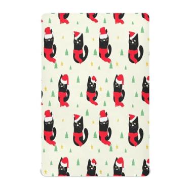 Imagem de JUZIHAI Lençol com elástico para berço 132 x 71 cm, gato preto, macio, respirável, elástico, lençol para meninos e meninas, lençol para berço padrão e cama de criança pequena