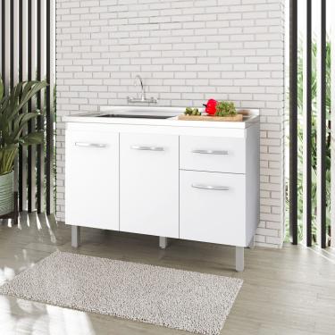 Imagem de Balcão De Cozinha Sem Tampo 3 Portas 1 Gaveta 120cm Anita - Ssx Multicoisas Branco
