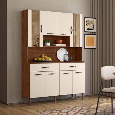 Imagem de Armário De Cozinha 8 Portas 2 Gavetas Golden - Ssx Multicoisas Nogueira-off White