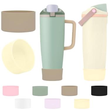 Imagem de TQONEP 2 peças de bota de silicone para Owala 850 g e 1,134 g FreeSip Sway garrafas e copos, capa protetora antiderrapante para Owala (creme + damasco)