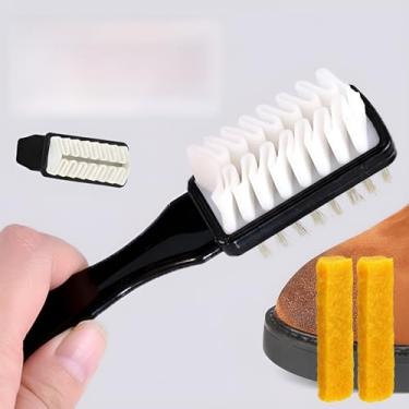 Imagem de Pacote com 3 escovas de camurça e borracha de camurça para sapatos, limpador de sapatos de camurça, kit de limpeza de camurça, sistema de limpeza a seco remove manchas persistentes no couro de camurça