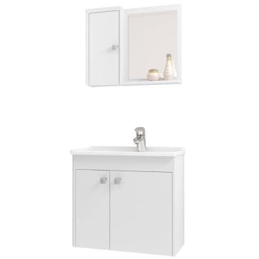 Imagem de Gabinete Espelheira E Cuba Branca 70cm Munique Bechara Branco