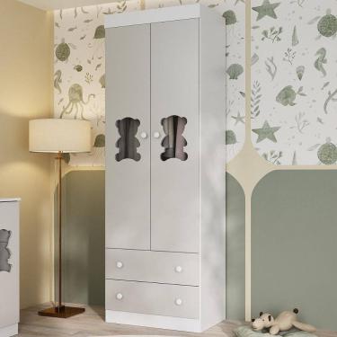 Imagem de Guarda-roupa Infantil 62cm 2 Portas com Vidro e 2 Gavetas Teddy Multimóveis MP4486