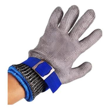 Imagem de Luva Açougue Fios De Aço Inoxidável Corte Cozinha Segurança - Genérica