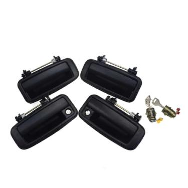 Imagem de 6 peças maçaneta externa preta dianteira traseira esquerda direita e fechaduras de porta compatíveis com Toyota Corolla/Geo Prizm 1.6L 1988 1989 1990 1991 1992