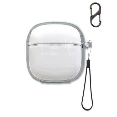 Imagem de Capa transparente para fones de ouvido Baseus Bass BS2 Lite, capa protetora FJIASTB flexível TPU à prova de choque com mosquetão e cordão (transparente)