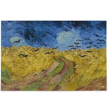 Imagem de Vangogh Quebra-cabeças de pintura de corvos de trigo para adultos 500 peças decoração de arte animal único divertido brinquedo adulto personalizado elefantes brancos presentes quebra-cabeça, 52 cm x