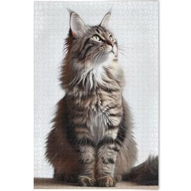 Imagem de Quebra-cabeça personalizado gato adorável animal adultos 500 peças jogo de tecnologia presentes paisagem brinquedos família arte arte, 52 cm x 37,8 cm