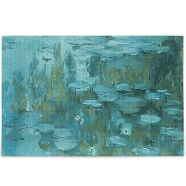 Imagem de Quebra-cabeça de pintura de lírio de água verde para adultos 500 peças presentes para jogo de elefante branco quebra-cabeças exclusivos legais cenário personalizado arte animal, 52 cm x 37,8 cm