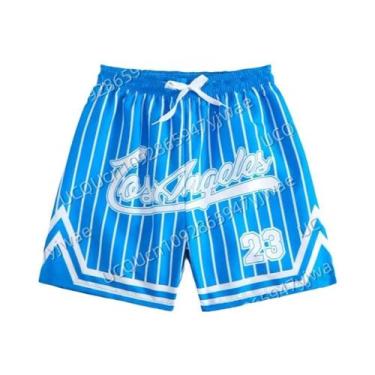 Imagem de Shorts Casuais De Verão Com Estampa De Los Angeles Para Homens, Shorts