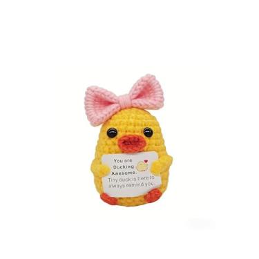 Imagem de KALAWALK Presentes de aniversário inspiradores para mulheres e homens, presente engraçado feito à mão de crochê, mini pato para irmãs amigas, adolescentes, suporte emocional, presente de apreciação de