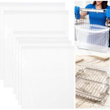 Imagem de woyoo Pacote com 6 sacos premium de limpeza de rack de forno, sem esforço, vazamento, resistente e reutilizável para prateleiras de metal, churrasqueiras, grelhas de fogão, ideal para limpeza de