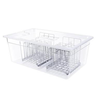 Imagem de WELKOR Recipiente Sous Vide de 26 litros com tampa e 2 racks, tanque de banho de água grande de precisão de 26L, material de PC de grau alimentício, resistente ao calor (-40 °C a 100 °C) para Anova