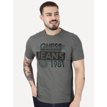 Imagem de Camiseta Guess Masculina Silk Logo Scratchs Grafite-Masculino