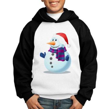 Imagem de Moletom Infantil Boneco de neve - Foca na Moda, Branco, Preto, 6