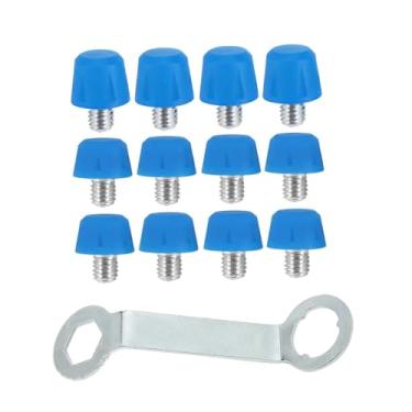 Imagem de KiBcsLic Conjunto de 12 travas para chuteiras de futebol, acessórios para tênis de atletismo, travas de reposição para grama sintética com chave de ponta dupla, Azul
