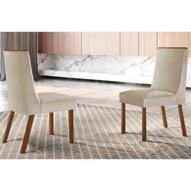 Imagem de Kit 2 Cadeiras Sala Jantar Dakota 2 Un Imbuia - Naturale/Suede Creme - Rufato