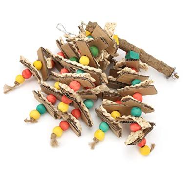Imagem de Ainoli pendurado brinquedo mordida de pássaro cascas de milho gaiola de pássaro de madeira natural brinquedo de mascar para papagaios cinzas africanos cacatuas araras