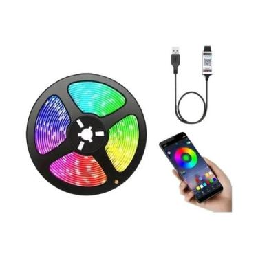 Imagem de Fita De Luz LED RGB SMD 5050 Com Controle Remoto USB E APP Bluetooth, 