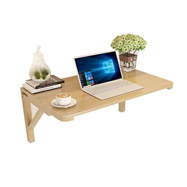 Imagem de U5GAAALPPQ9 Mesa dobrável montada na parede, pequenas mesas dobráveis com economia de espaço, mesa de trabalho flutuante de madeira para sala de estudo, cozinha, jantar