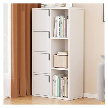 Imagem de Estante de livros prateleira de chão sala de estar armário de armazenamento simples casa quarto prateleira de armazenamento de parede simples moderna (tamanho: 3 portas branco quente 51 x 24 x 77 cm