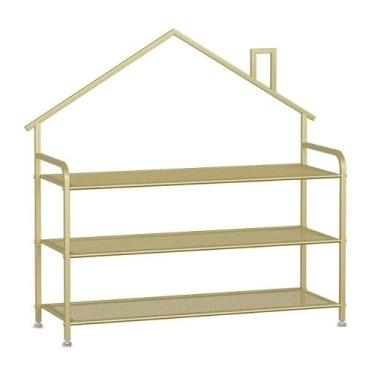 Imagem de Organizador de sapatos moderno sapateira de metal, armazenamento de prateleira de sapatos de 3/4/5/7 níveis de altura, organizador vertical para entrada, quarto, sapateira de vestiário (cor: dourado