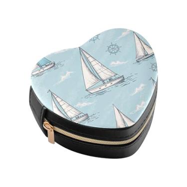 Imagem de Burbuja Caixa de joias em forma de coração à vela mini estojo de joias de viagem para mulheres e meninas, estojo portátil organizador de armazenamento para brincos, anéis, colares e pulseiras