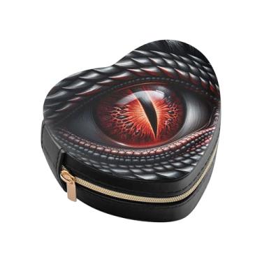Imagem de Burbuja Caixa de joias em forma de coração de dragão preto mini estojo de joias de viagem para mulheres e meninas, estojo portátil organizador de armazenamento para brincos, anéis, colares e pulseiras