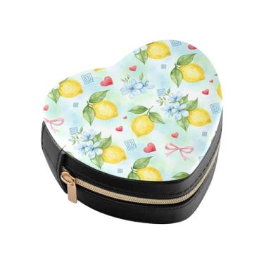 Imagem de Burbuja Mini caixa de joias em forma de coração de limão para mulheres e meninas, estojo portátil organizador de armazenamento para brincos, anéis, colares e pulseiras
