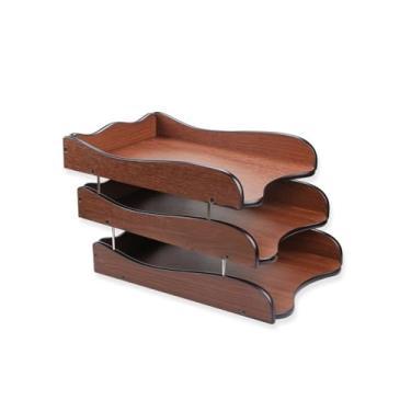 Imagem de Escritório Bandejas de arquivo escritório 3 camadas para organizador mesa, porta-arquivos revista A4 Organizador de mesa