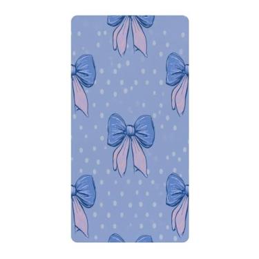 Imagem de Blueangle Lençol de berço padrão para berço infantil - Lençóis de algodão macio e respirável com bolinhas azuis e laços (357)