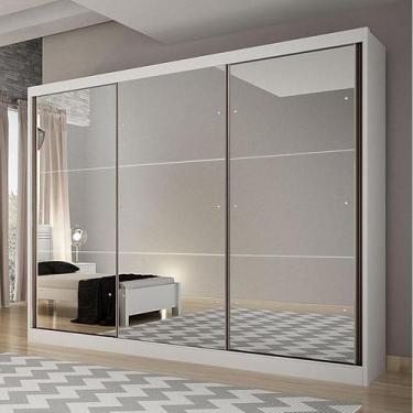 Imagem de Guarda Roupa Casal Ambiente Atlanta 3 Portas 4 Gavetas Neve com Espelh