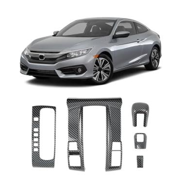 Imagem de Fancemot Capa de painel de mudança de marchas do console central de fibra de carbono compatível com Honda Civic 10ª geração 2016-2021