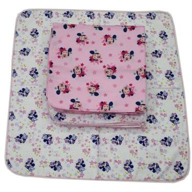 Imagem de Cueiro Flanelado Disney 80X80Cm Com Crochê Minnie