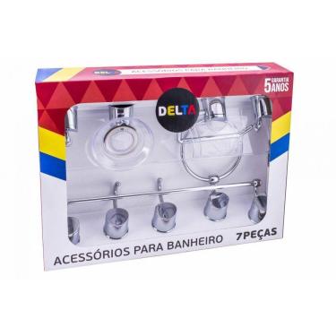 Imagem de Kit De Banheiro Linha Delta 7 Peças Cromado Cristal