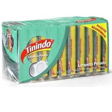 Imagem de Kit com 10 Esponja Tinindo Limpeza Pesada - 3M