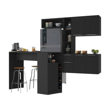 Imagem de Armário De Cozinha Suspensa Com Bancada Americana Sofia Multimóveis Mp2198 Preto Preto